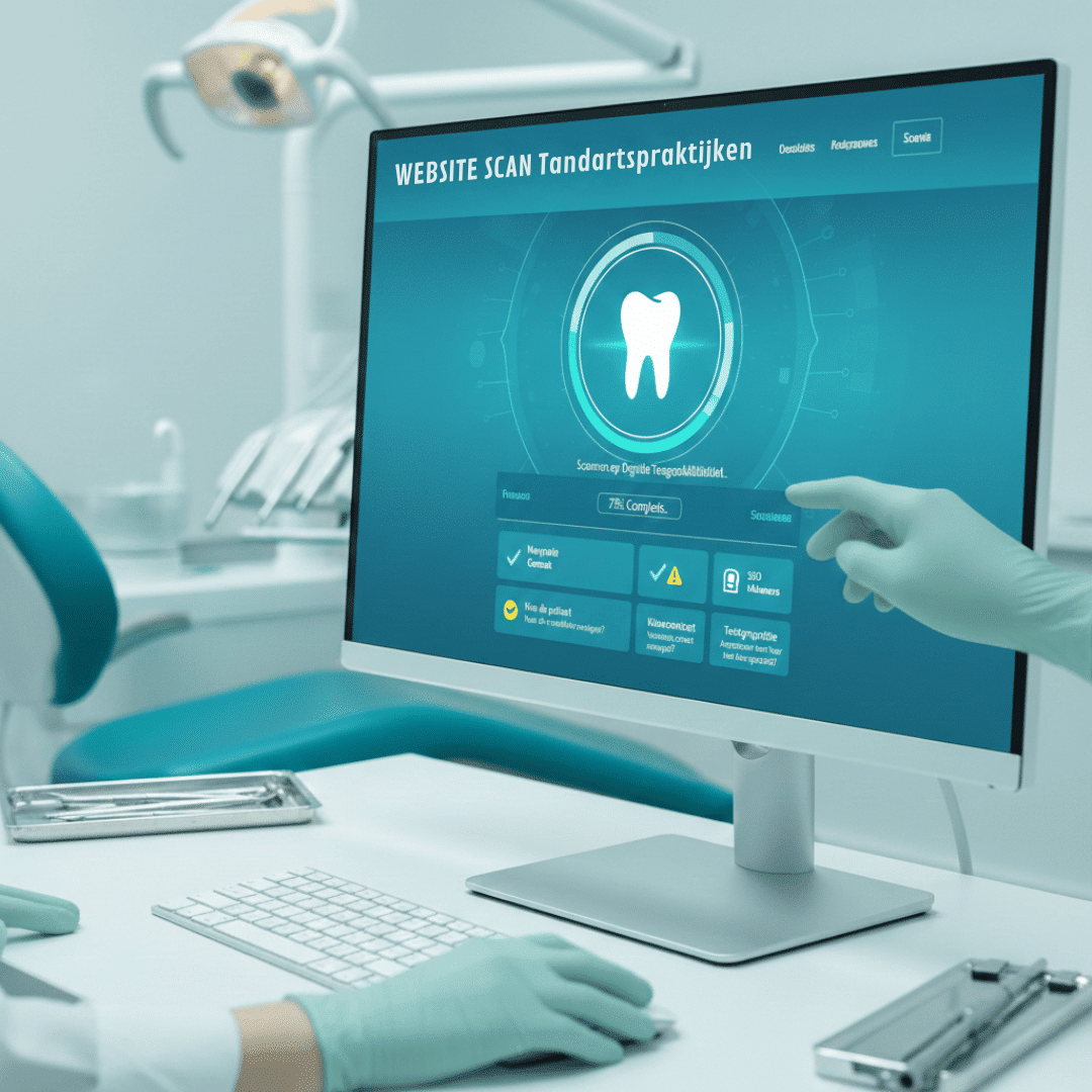 Website scan tandartspraktijken met digitale analyse van toegankelijkheid en duidelijke informatie door Be Visual Online
